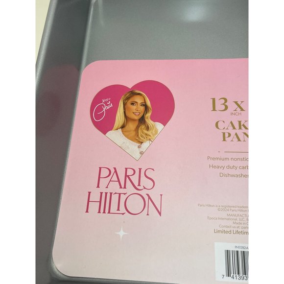 Paris Hilton 13x9 Inch Cake Pan Nonstick Heavy Duty Carbon Steel Dishwasher Safe - Picture 3 of 7
